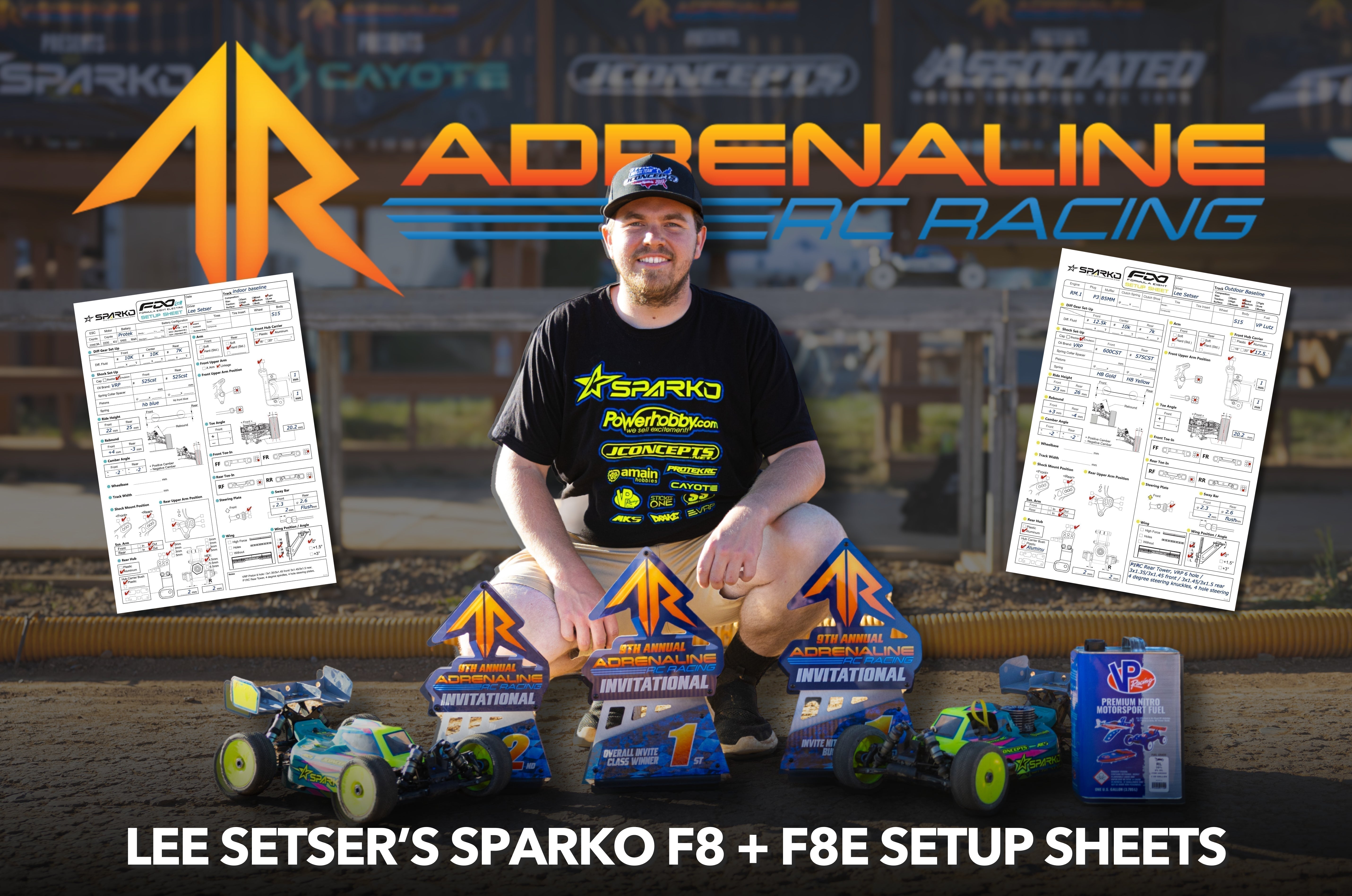 Lee Setser’s Sparko F8 & F8e Setup Sheets – Indoor + Outdoor Baseline at Adrenaline RC Racing