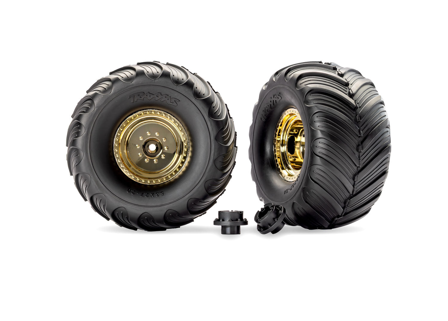 Traxxas Gold Monster Truck Wheels & Terra Groove Tires (2)