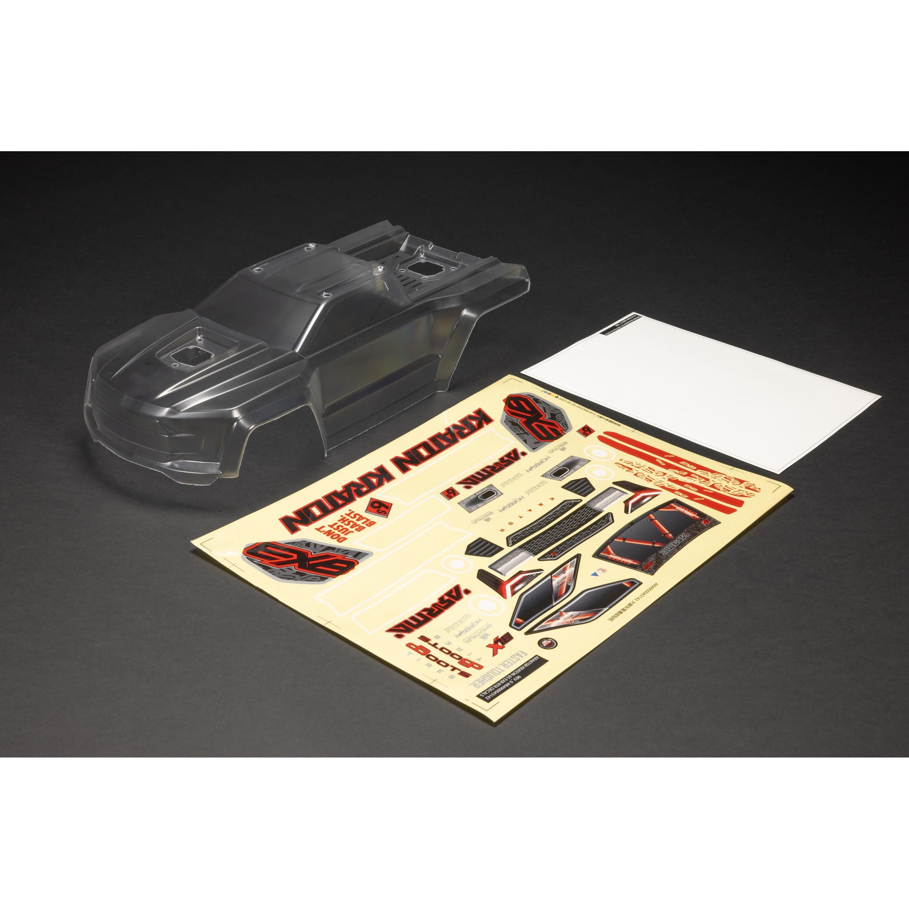 Arrma 1/8 Clear Body with Decals: KRATON 6S BLX V6 Body