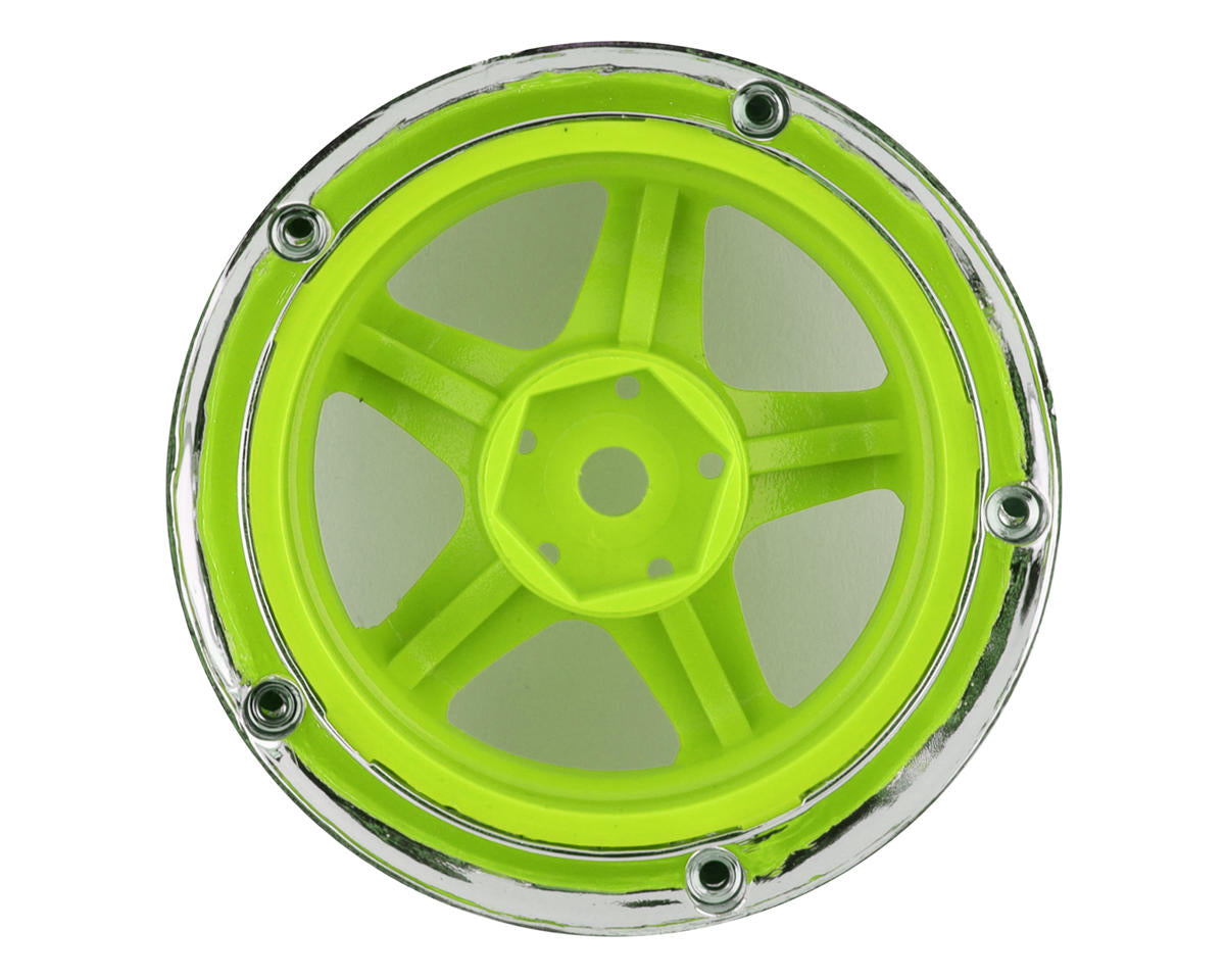 DS Racing Drift Element 5 Spoke Drift Wheel (Green Face/Chrome Lip/Chrome Rivet) (Adjustable Offset)