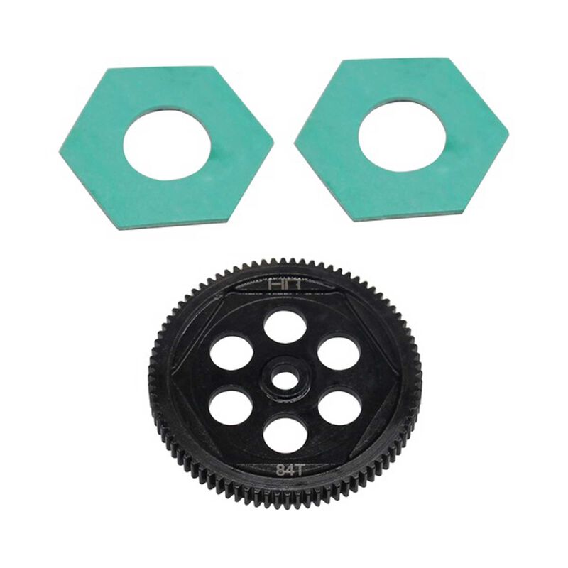 Hot Racing Losi 22s Steel Spur Gear & Slipper Pads, 48p 84t