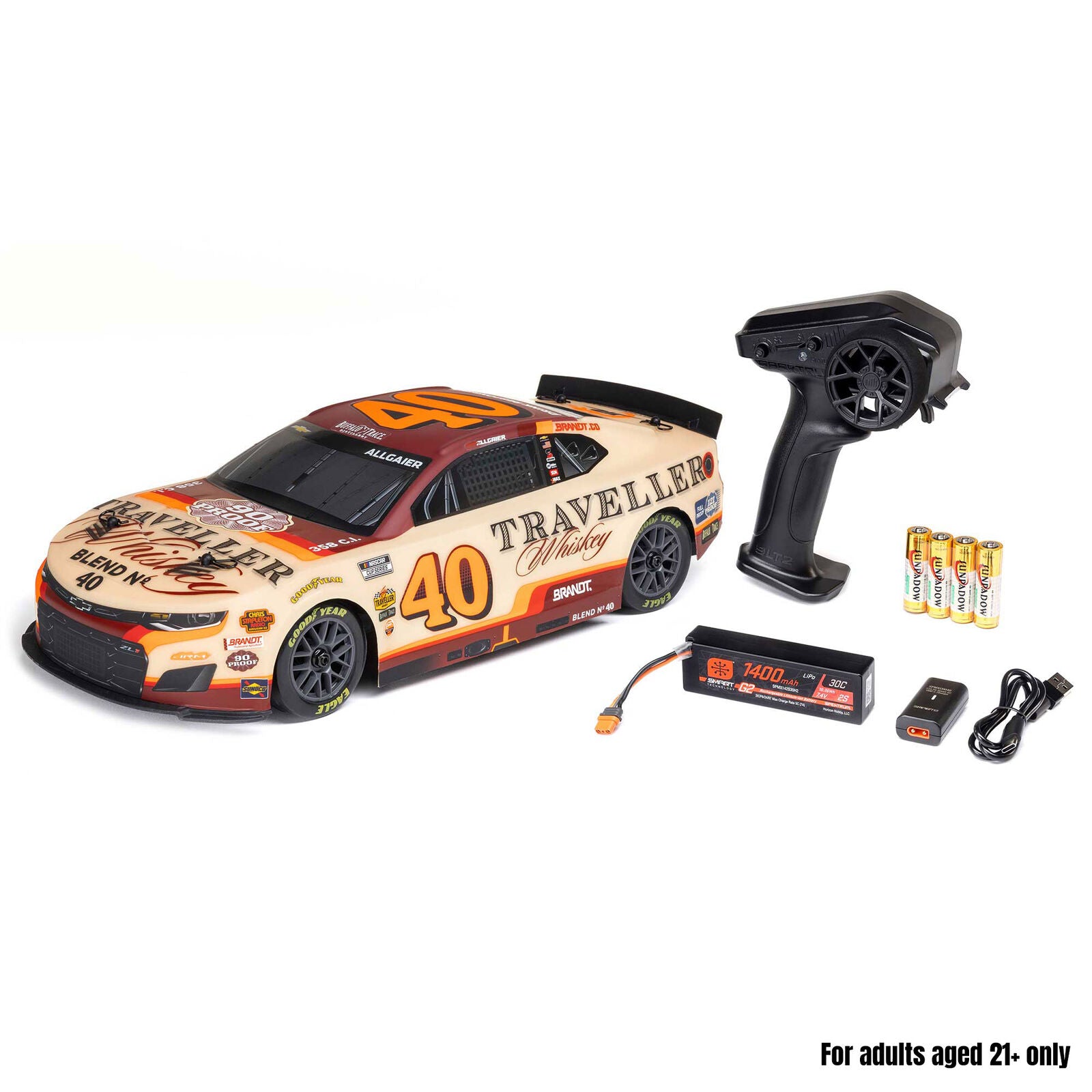 1/12 Losi NASCAR 2026 Justin Allgaier No. 40 Traveller Whiskey (Battery & Charger Included)