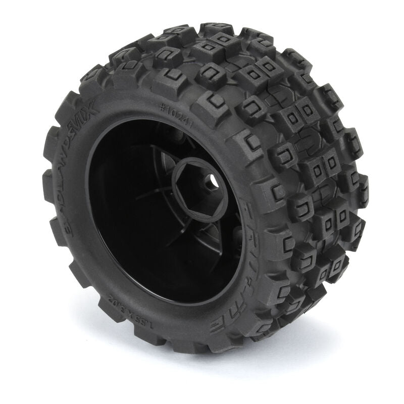 Pro-Line 1/18 Badlands MX 1.85" F/R Black RAID 12mm Hex (4) GROM