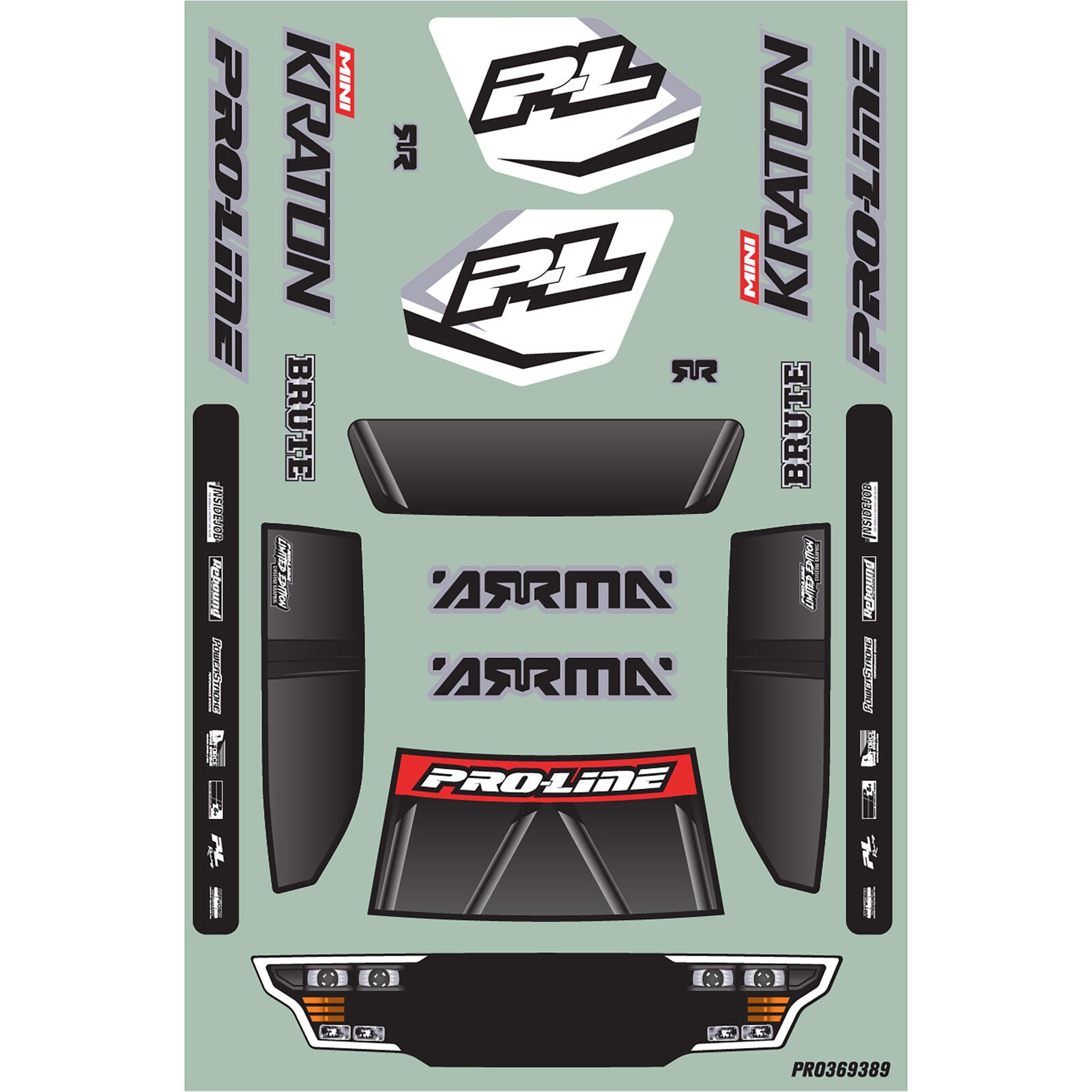 Pro-Line 1/16 Limited Edition Pre-Cut/Pre-Painted Brute Digi Body with Clipless System: ARRMA MINI KRATON