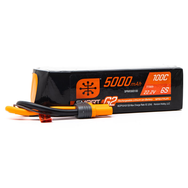 Spektrum RC 22.2V 5000mAh 6S 100C Smart G2 LiPo Battery: IC5