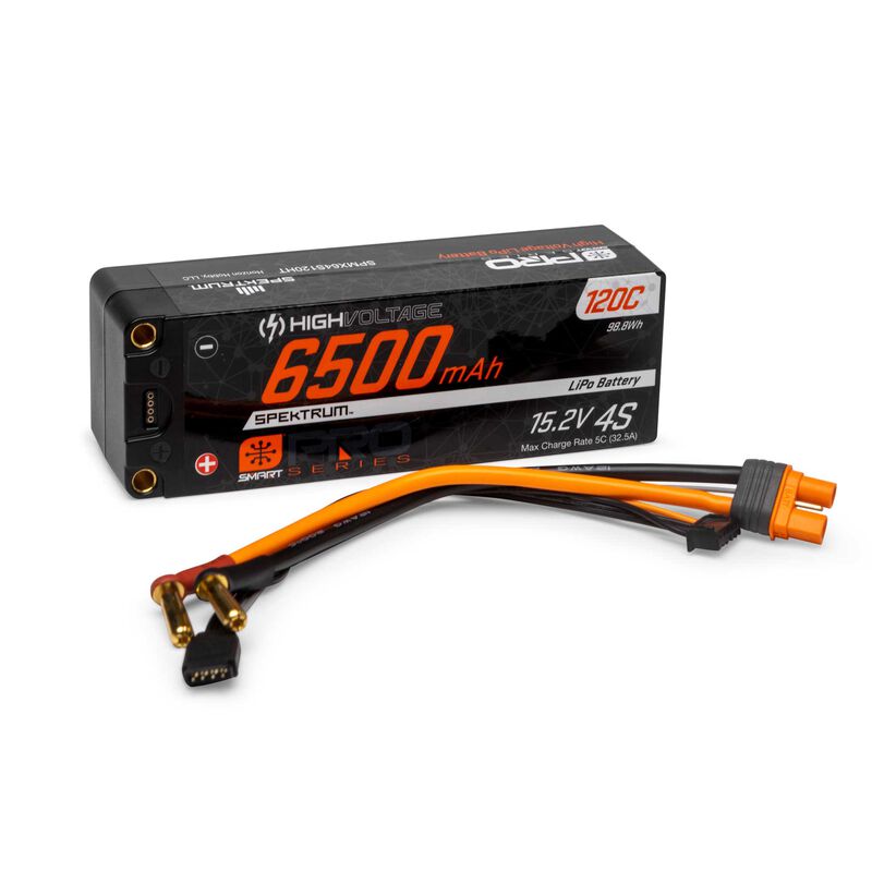 Spektrum RC 15.2V 6500mAh 4S 120C Smart Pro Race Hardcase HV LiPo Battery: Tubes, 5mm