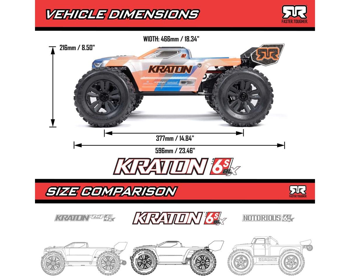 Arrma Kraton 6S BLX RTR 1/8 4WD Brushless Monster Truck (V6) w/SLT3 2.4GHz Radio (Assorted Colors)