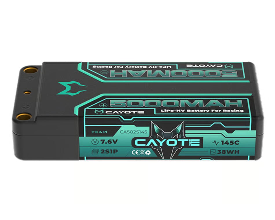 Cayote 2S 145C LCG Shorty LiHV Battery (7.6V/5000mAh) w/5mm Bullets
