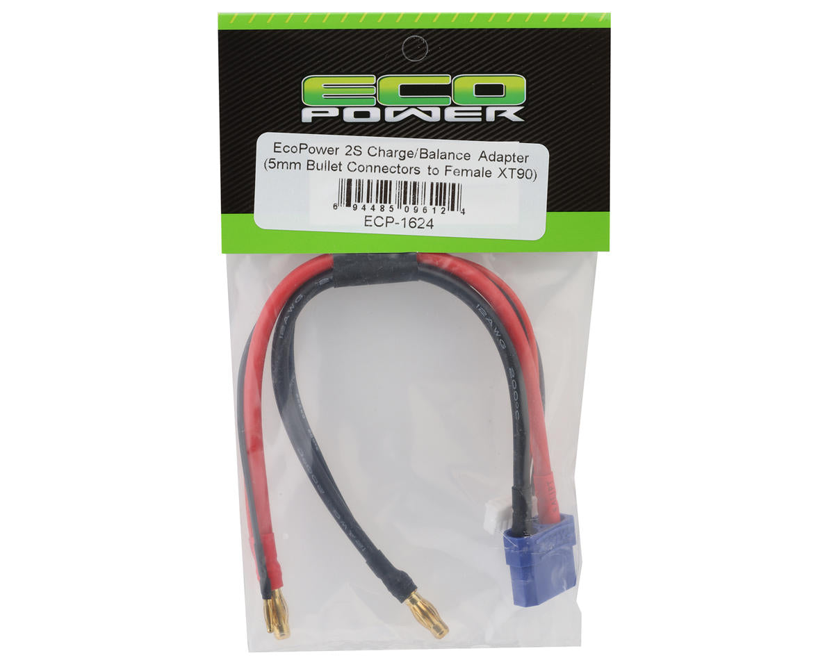 EcoPower 2S Charge/Balance Charge Lead Adapter (5mm Male Bullets to Female XT90) (12AWG) (7-Pin XH Balance Plug)