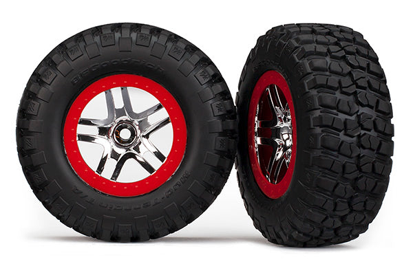 Neumáticos traseros Traxxas BFGoodrich Mud TA (2) (cromo satinado) (estándar) con rueda trasera de radios divididos