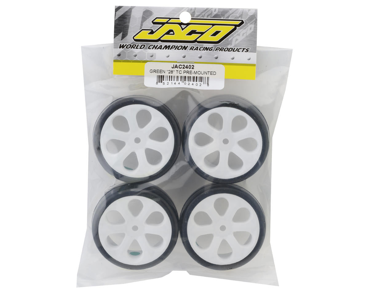 Jaco Pre-Mounted Touring Car Carpet Tires (4) (Green)