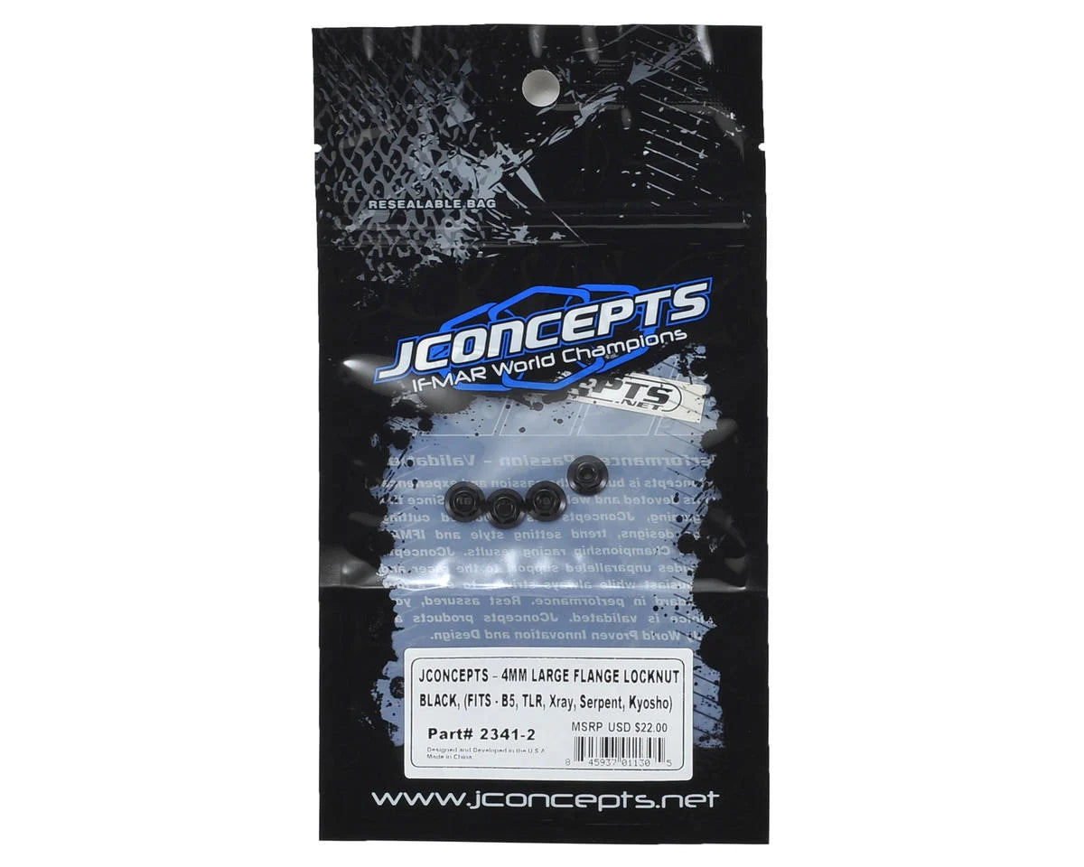 JConcepts 4mm Large Flange Serrated Locking Wheel Nut Set (4) (Assorted Colors)