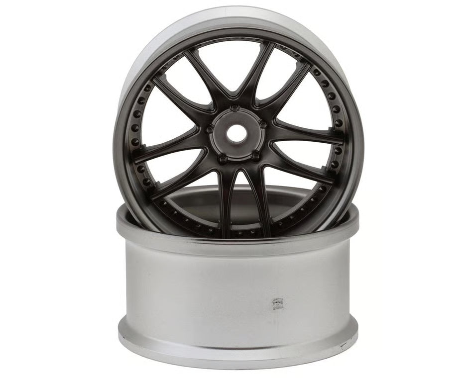LAB Work Emotion CR3P 1/10 Drift Wheels (Matte Black/Chrome) (2) w/12mm Hex