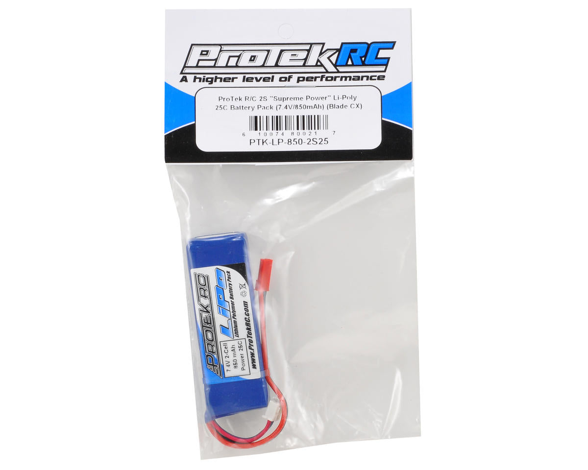 ProTek RC 2S 7.4V 850mAh "Supreme Power" LiPo 25C Battery w/JST Connector