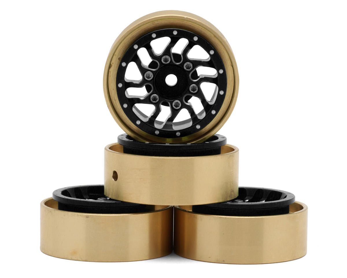 Samix Aluminum/Brass 1.0" Beadlock Wheel Set for Traxxas® TRX-4M™ w/7mm Hex (Silver) (4) (35g) (Adj. Offset)