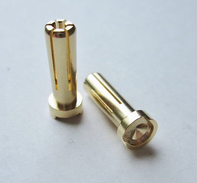TQ Wire 5mm Male Bullets Low Profile (pr.) Gold 19mm