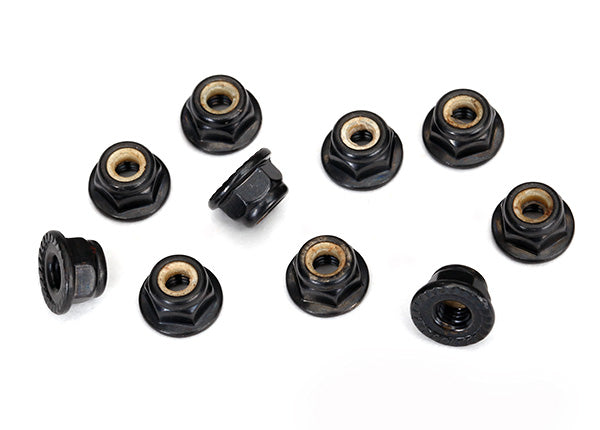 Traxxas 4-Tec 2.0 Tuerca de bloqueo de nailon con brida dentada (negro) (10)