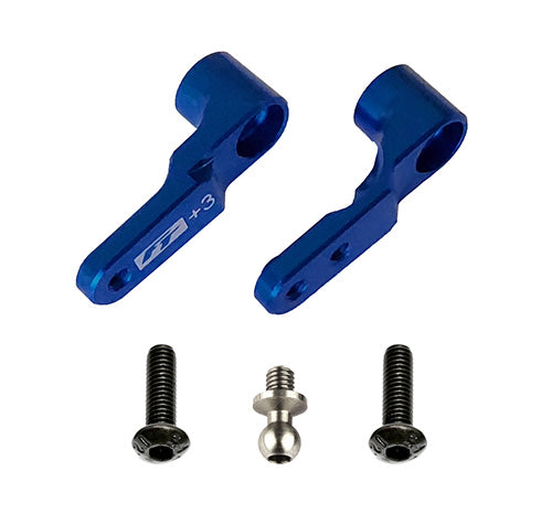 Factory Team RC10B6 FT Steering Bellcrank, +3mm, blue aluminum