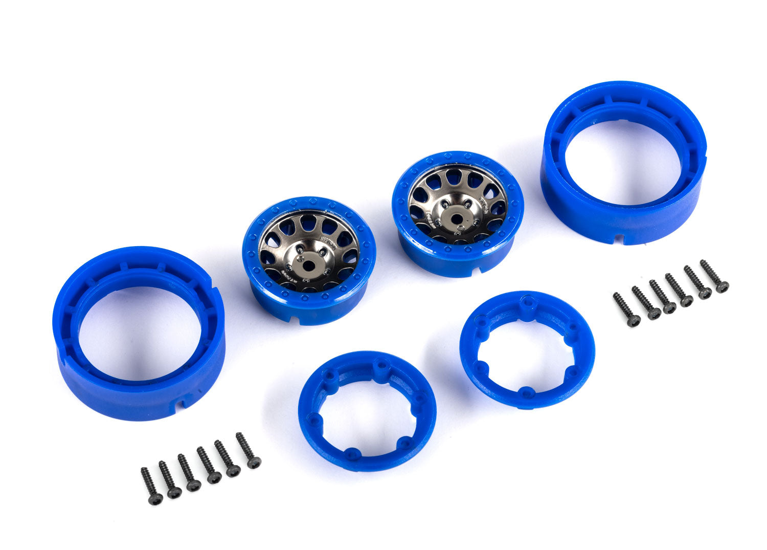 Traxxas TRX-4M Method 105 Wheels Black Chrome w/ Blue Beadlock