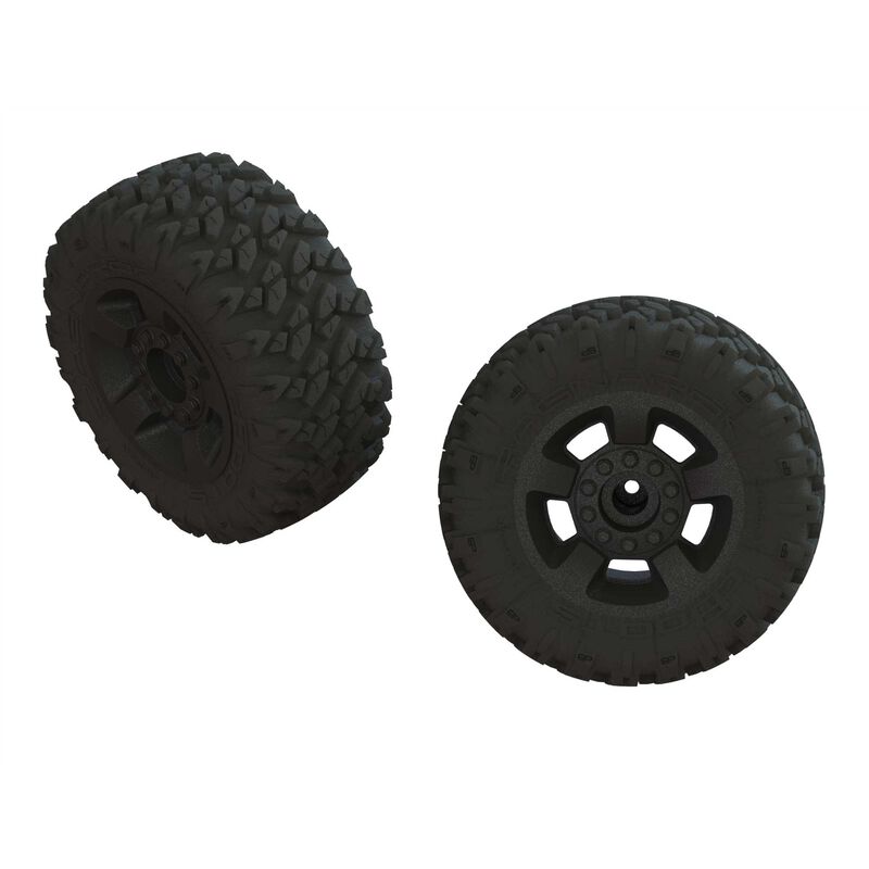 Arrma 1/8 dBoots RAGNAROK MT Front/Rear 2.8 Pre-Mounted Tires, 14mm Hex, Black (2)