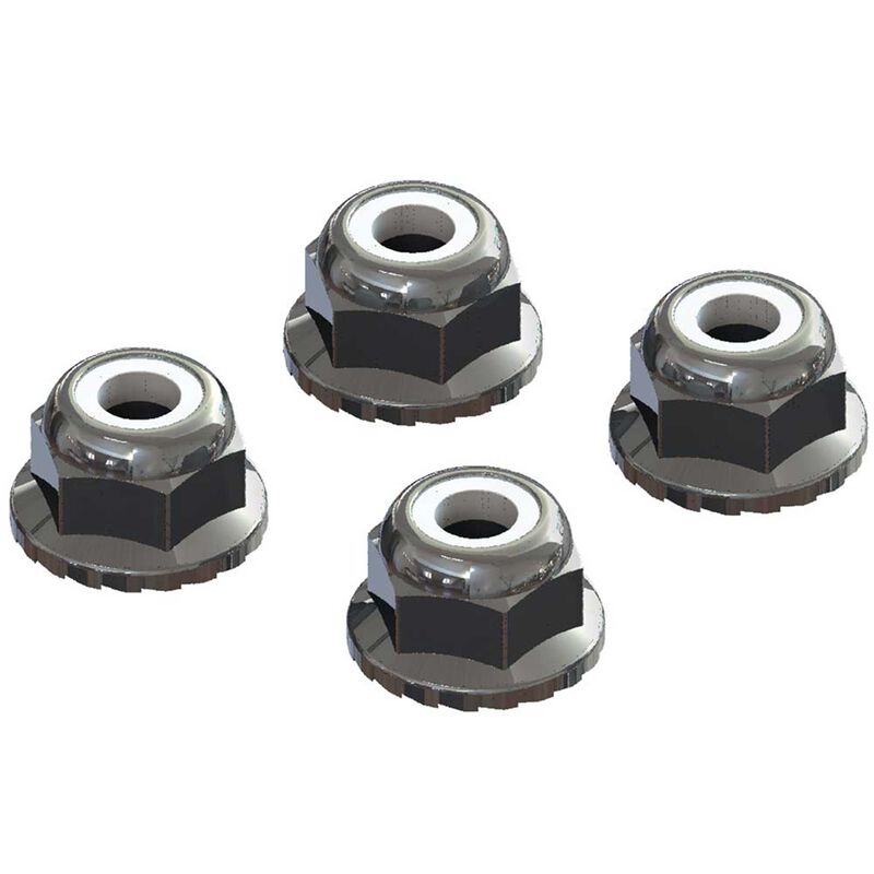 Arrma Flanged Nyloc Locknut 4mm Silver (4)
