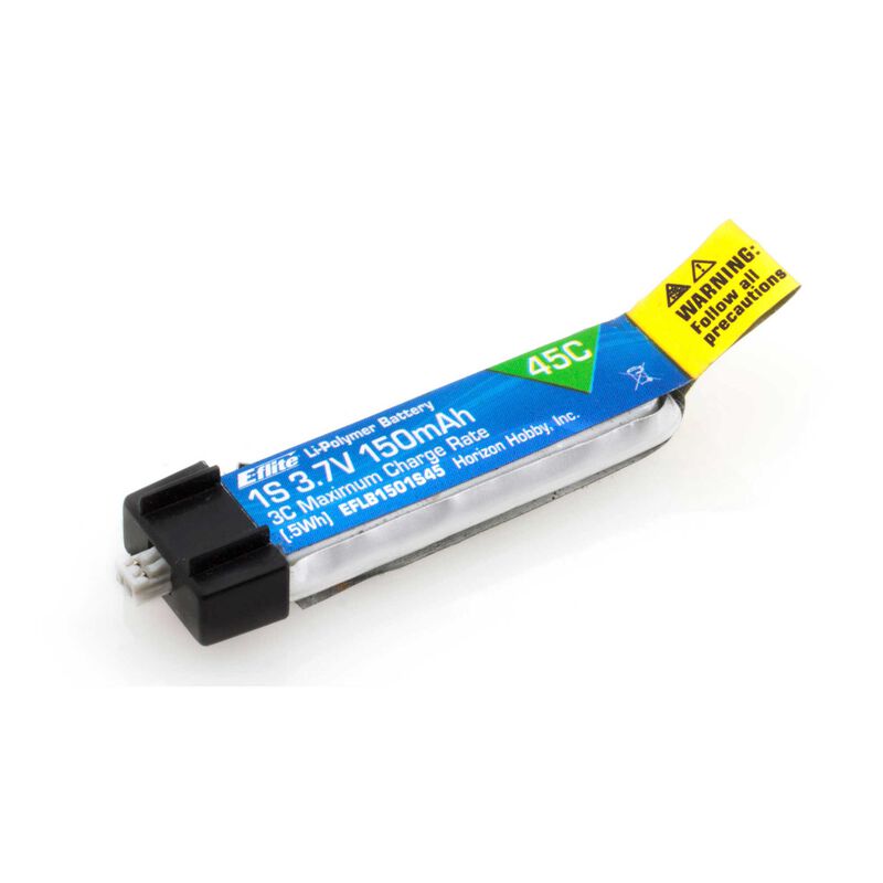 E-flite 150mAh 1S 3.7V 45C LiPo Battery: PH 1.5 (Ultra Micro)