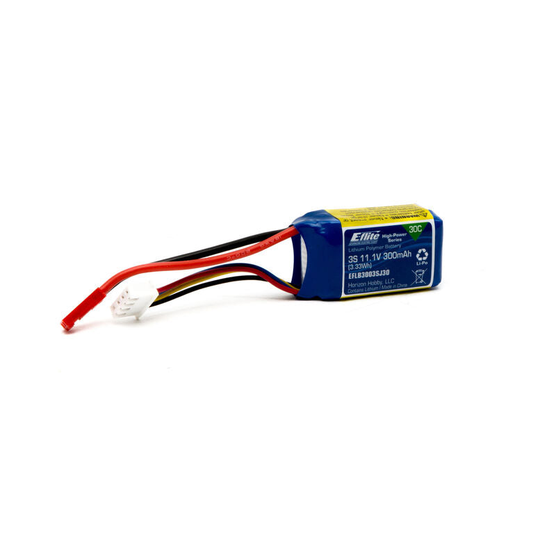 E-Flite 11.1V 300mAh 3S 30C LiPo Battery: JST