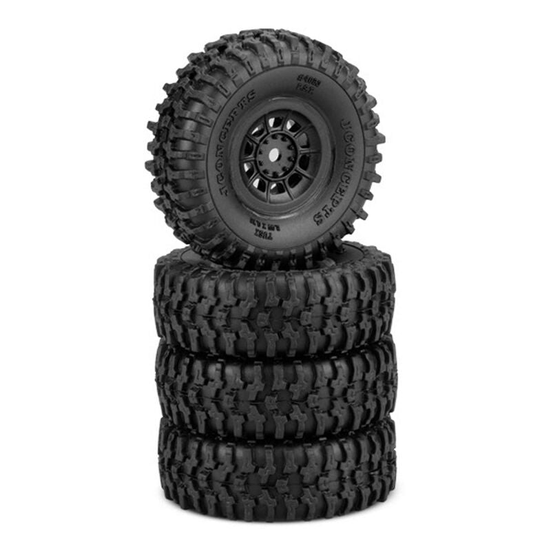 JConcepts Tusk 1.0" Pre-Mounted Tires w/Hazard Wheel (Black) (4) (Gold) w/7mm Hex