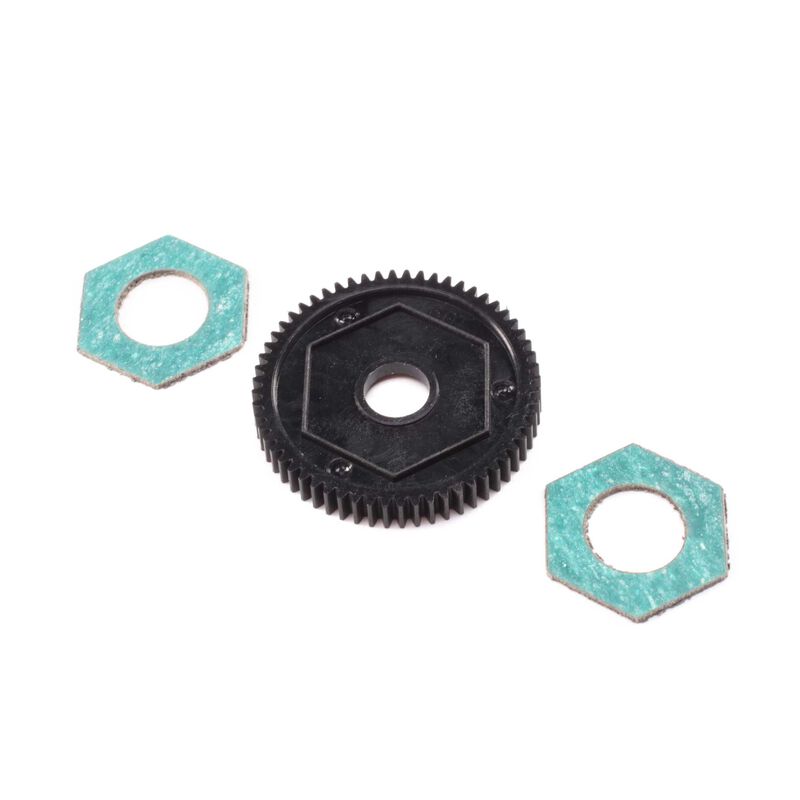 Losi Spur Gear with Slipper Pads, 60T 0.5M: Mini-T 2.0, Mini-B