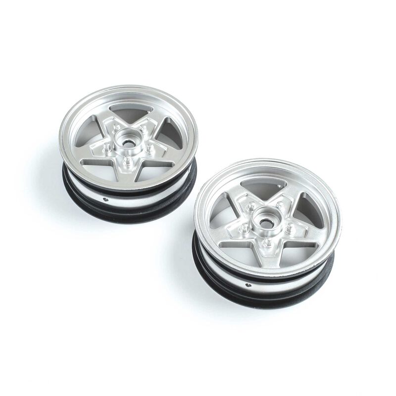 Losi Front Wheel, Satin Chrome (2): 22S Drag