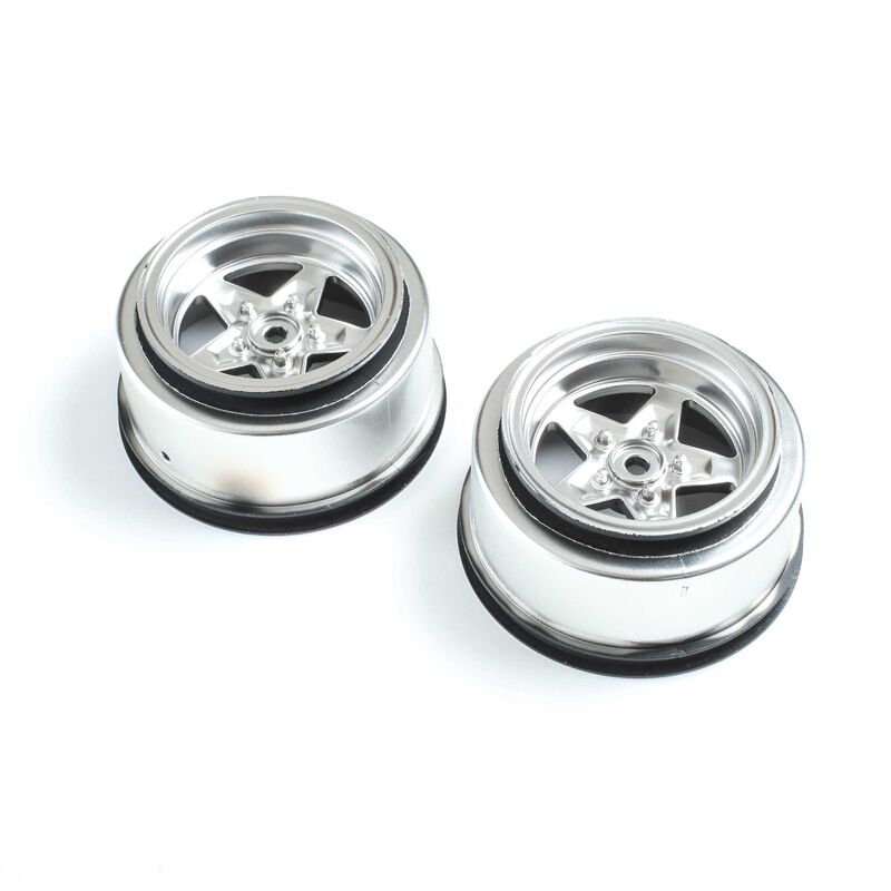 Losi 22S Drag Rear Wheels (Satin Chrome) (2)