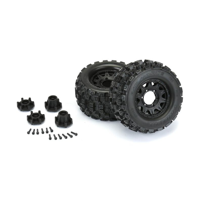 Pro-Line 1/10 Badlands MX28 F/R 2.8" Mounted Tires MT 12mm (2) Black