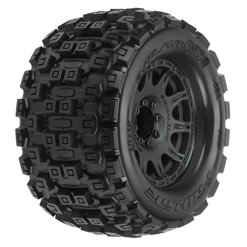 Pro-Line 1/8 Badlands MX38 F/R 3.8" MT Tires Mounted 17mm Blk Raid (2)