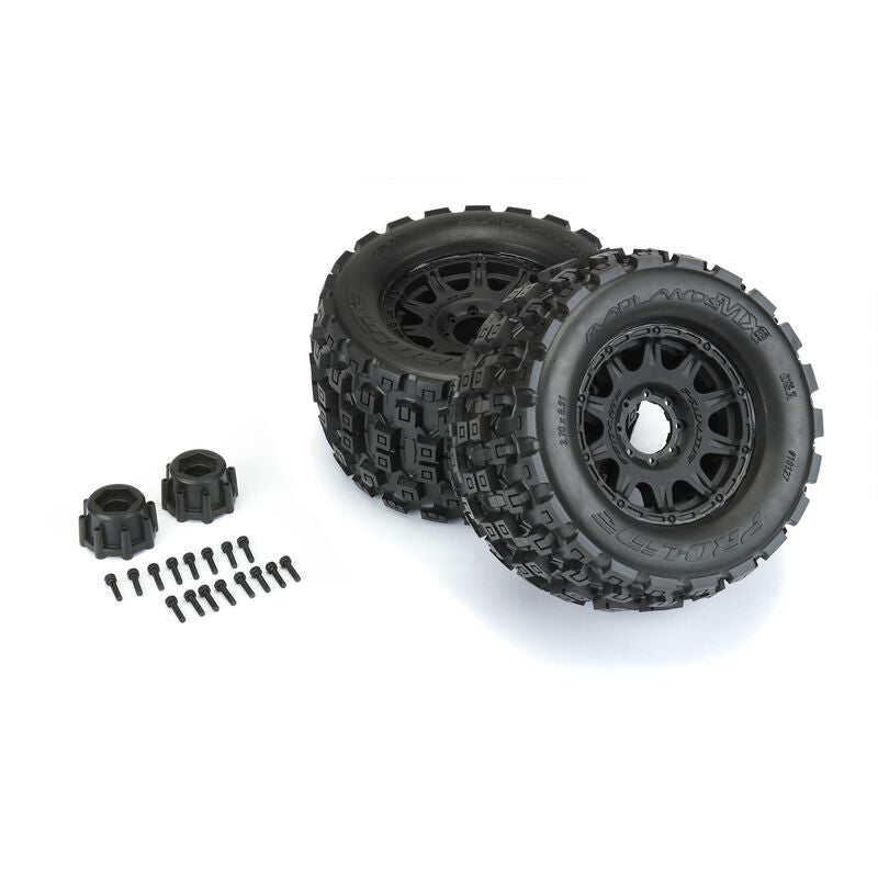 Pro-Line 1/8 Badlands MX38 F/R 3.8" MT Tires Mounted 17mm Blk Raid (2)