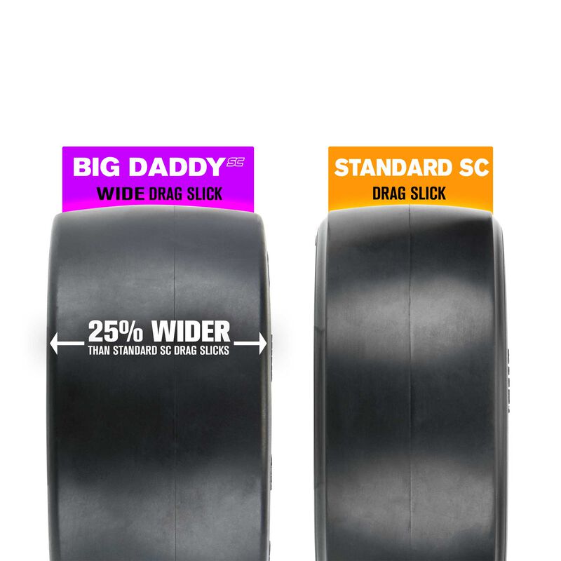 Pro-line 1/10 Big Daddy Wide Drag Slick MC Rear 2.2"/3.0" Drag Tire (2)