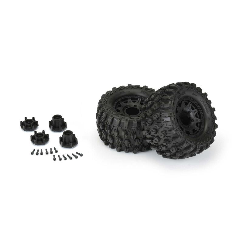 Pro-Line 1/10 Hyrax Front/Rear 2.8" MT Tires Mounted 12mm Blk Raid (2)