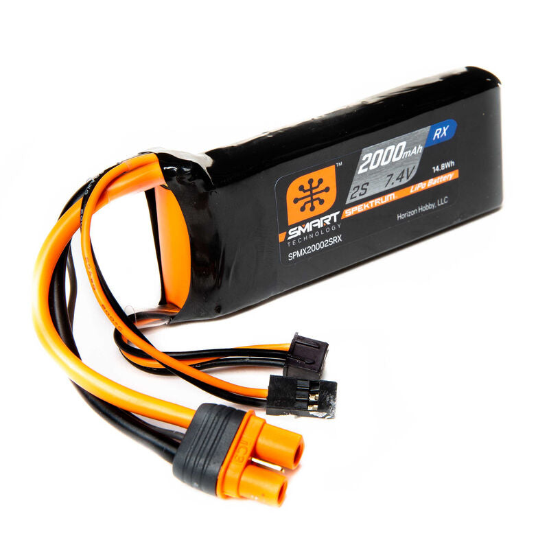 Spektrum RC 7.4V 2000mAh 2S 15C Smart LiPo Receptor Batería: Receptor universal, IC3