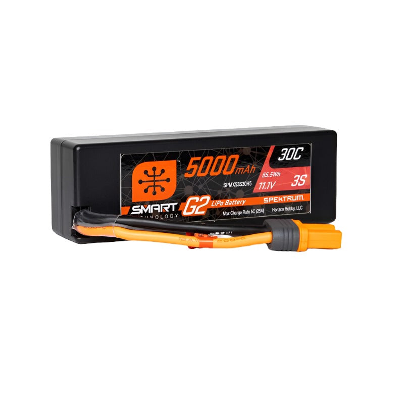 Spektrum 11.1V 5000mAh 3S 30C Smart G2 Hardcase LiPo Battery: IC5