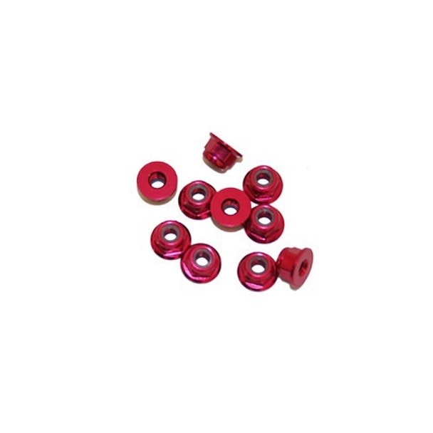 Ultimate Racing 3mm Aluminum Nylock Nut With Flange (Red) (10pcs) *Discontinued