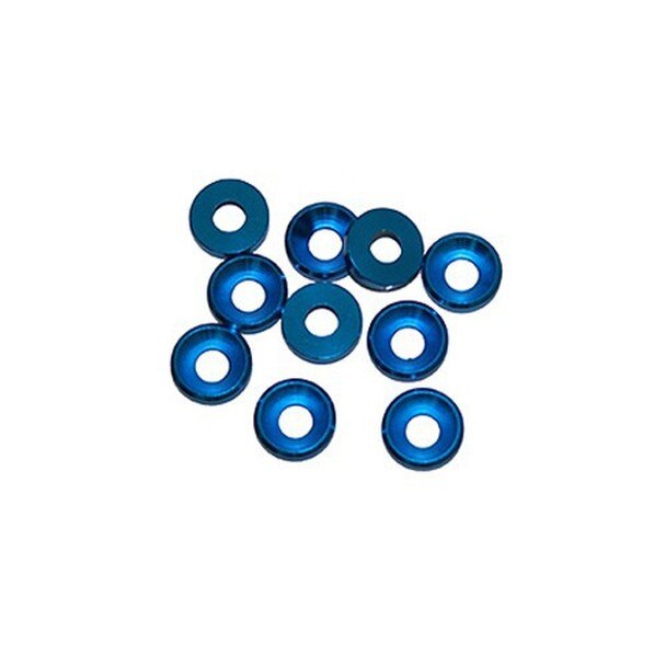 Ultimate Racing 3mm Aluminum Countersunk Washers (10) (Blue) *Discontinued
