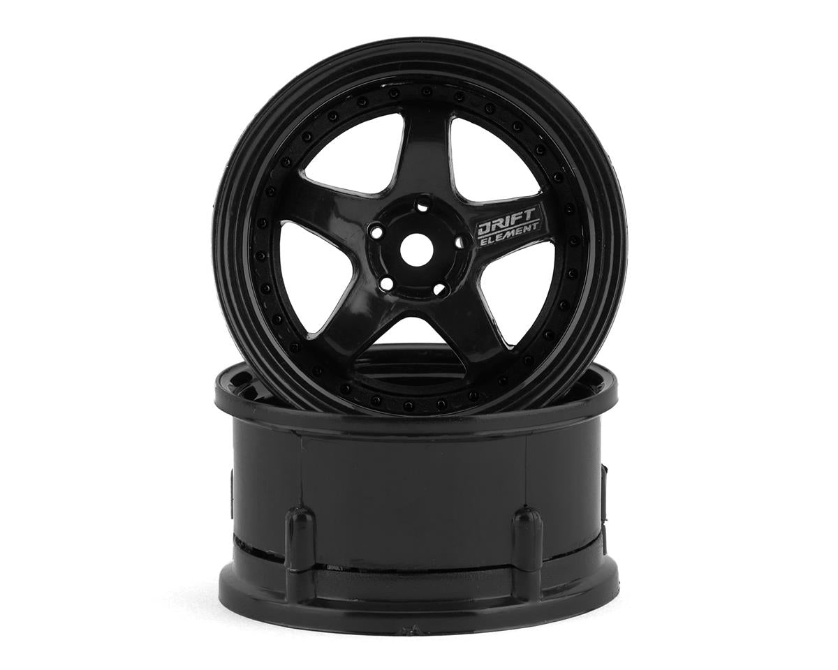 Pair of Triple Black 5-Spoke RC Drift Wheels