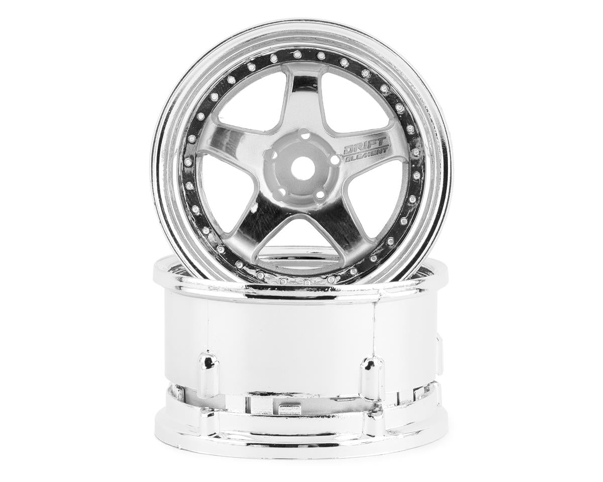 DS Racing Drift Element 5 Spoke Drift Wheels (Triple Chrome) (2) (Adjustable Offset)