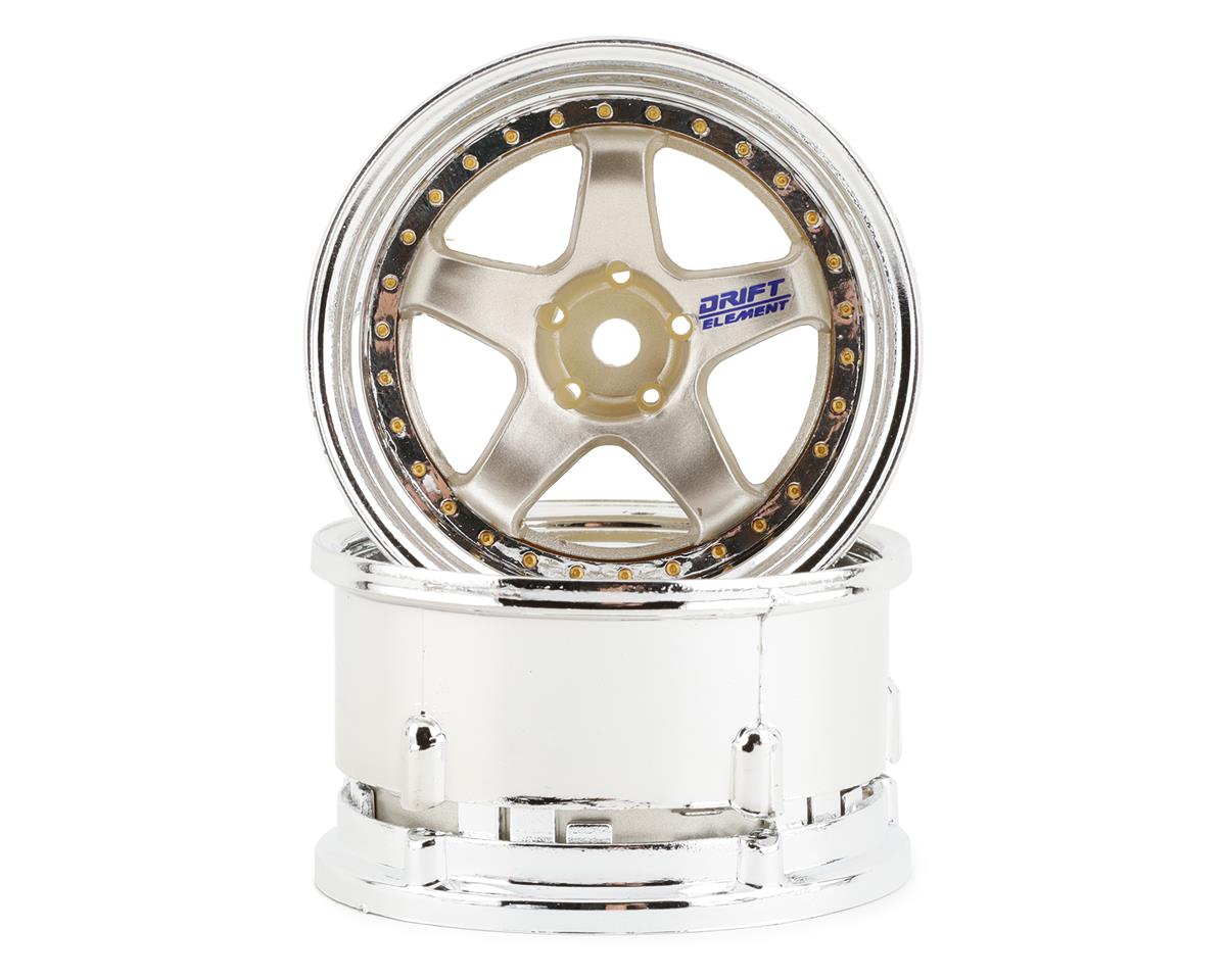 Gold & Chrome RC Drifting Wheels - Gold Rivets