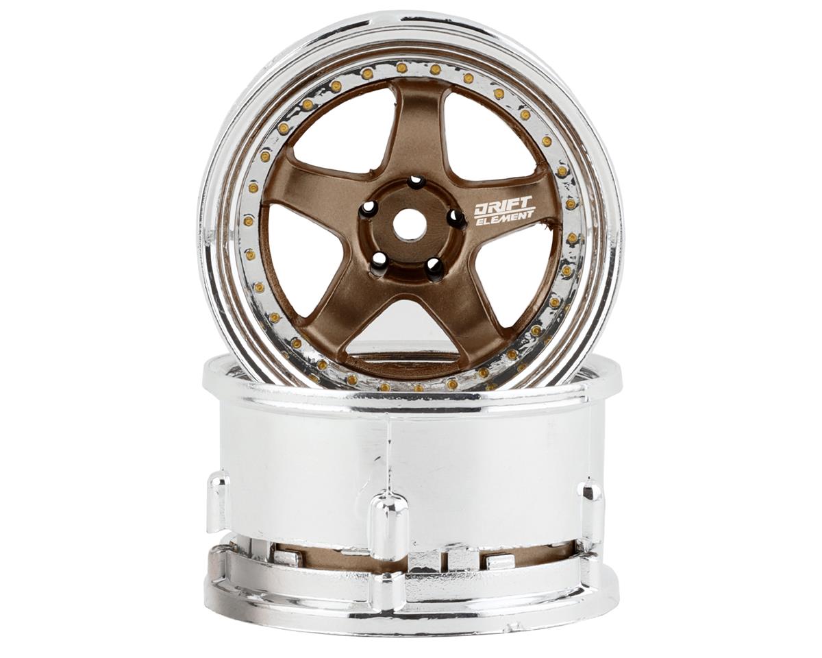 DS Bronze & Chrome RC Drifting Wheels: Gold Rivets