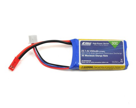 E-flite 7.4V 450mAh 2S 30C LiPo Battery: JST *Discontinued