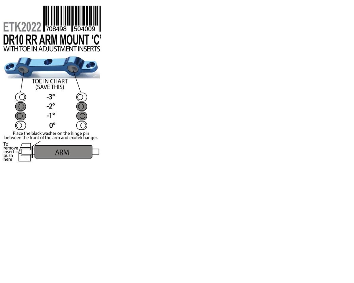 Exotek DR10 HD "C" Rear Arm Mount (Blue)