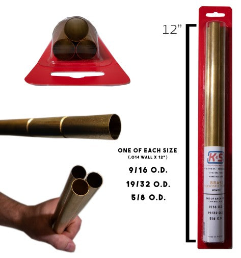 K&S Engineering Tubo telescópico de latón de 7/16" a 17/32"x12" Pared de 0,14" (4 piezas)