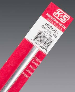 K&S Engineering Tubo de aluminio redondo de 1/4"x12" Pared .049 (1)