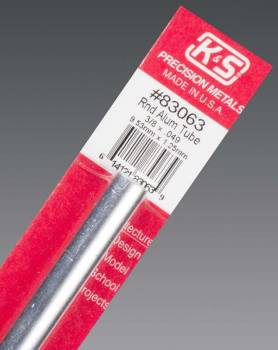 K&S Engineering Tubo de aluminio redondo de 3/8"x12" Pared .049 (1)
