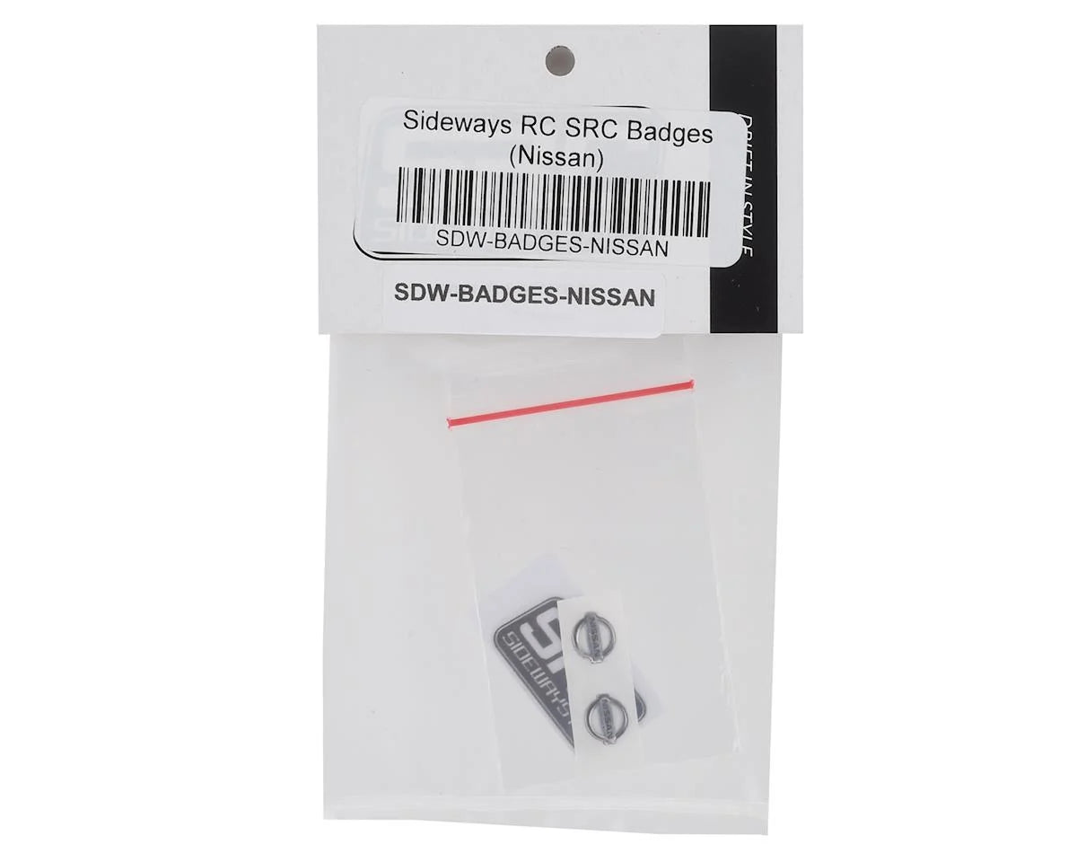 Sideways RC Nissan Badges (2) (Miniature Scale Accessory)